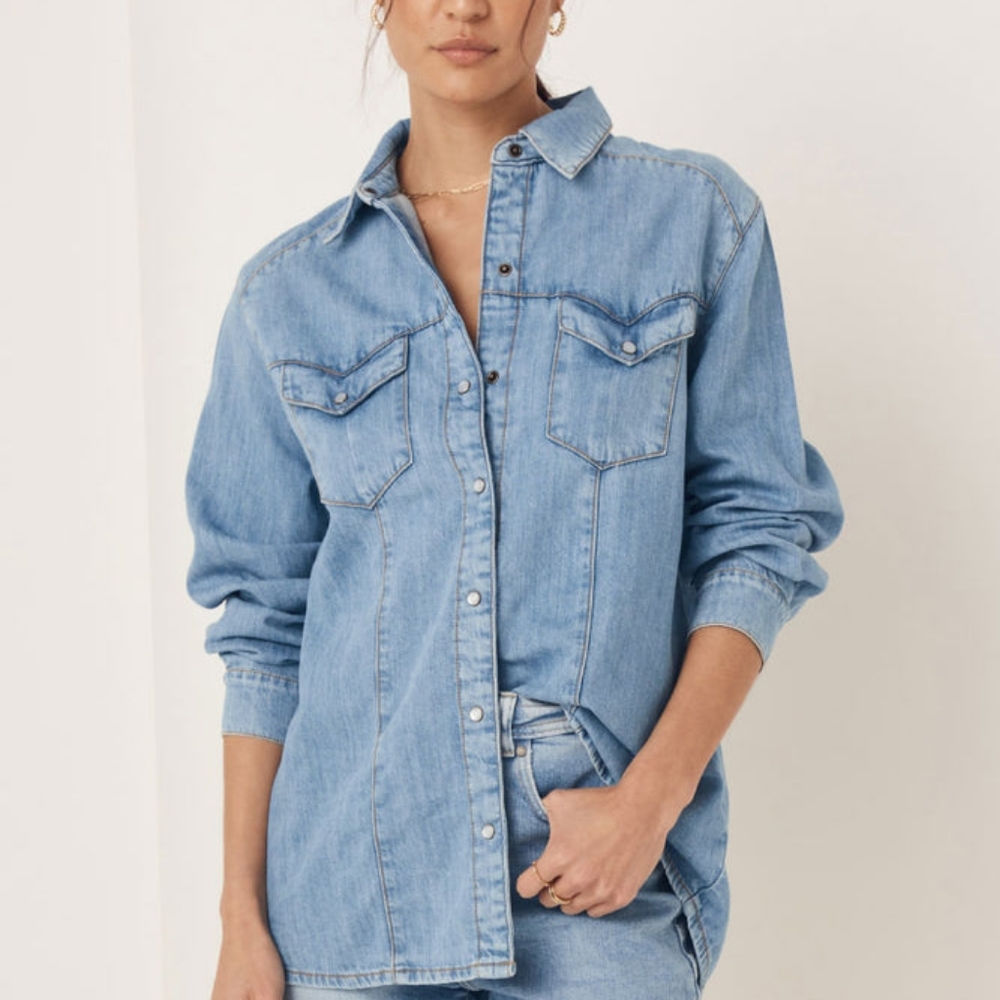 GUC Spell Outland Light Blue Denim Chambray Shirt XXL